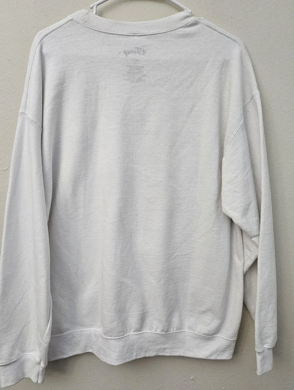 Disney White Minnie Mouse Crewneck Sweatshirt with Pink Bow Size L